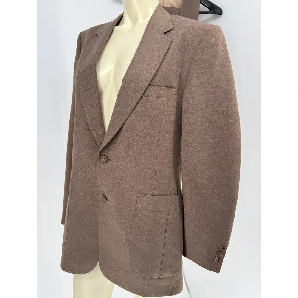 Vtg‎ 70s Johnny Carson 3-Piece Suit Tan/Beige Blazer Vest Pants Union Made